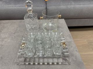 Conjunto Bar Cristal Tallado Plata Ley lacada