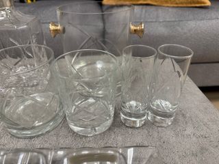 Conjunto Bar Cristal Tallado Plata Ley lacada