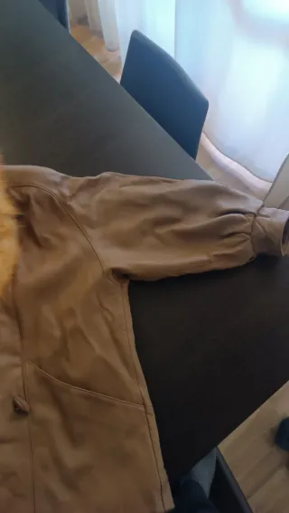 Giacca/cappotto in pelle e collo di volpe