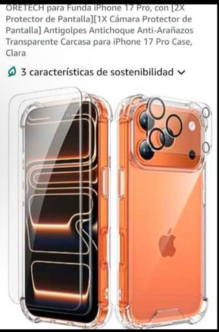 NUEVA Funda y pantallas iPhone 17 Pro transparente