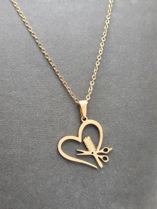 Collar Corazón Peluquería Cadena Dorada