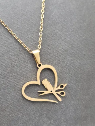 Collar Corazón Peluquería Cadena Dorada