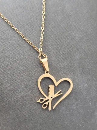 Collar Corazón Peluquería Cadena Dorada