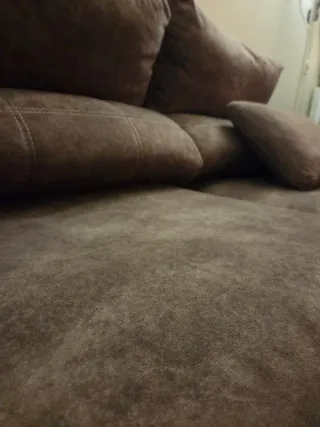 Sofá chaise longue 3 plazas marrón