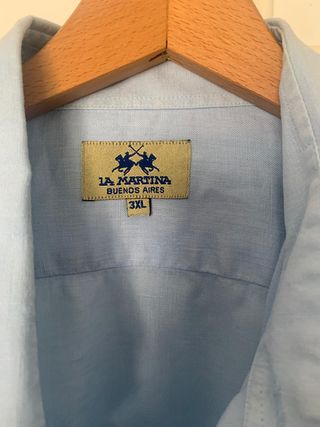 Camisa La Martina 3XL Azul Oxford Bordados Polo