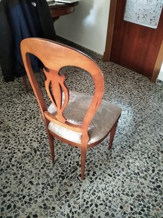 Mesa comedor, espejo y 4 sillas madera