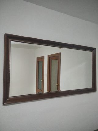 Mesa comedor, espejo y 4 sillas madera