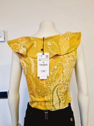 Top Zara M - Amarillo y Verde