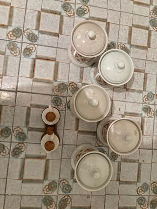 Juego Recipientes Cocina Plástico y Madera