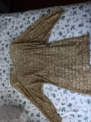 Vestido fiesta lentejuelas dorado