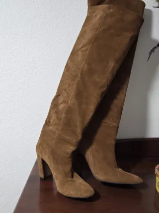 Botas Zara caña alta beige talla 41