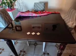 Set 4 sedie nabuk + tavolo mogano