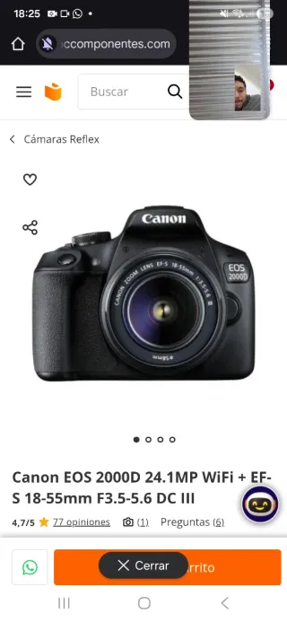 Cámara Canon EOS 2000D WiFi EF-S 18-55mm