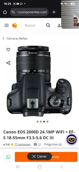 Cámara Canon EOS 2000D WiFi EF-S 18-55mm