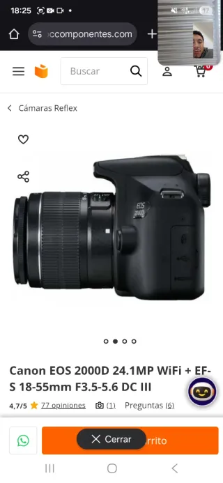 Cámara Canon EOS 2000D WiFi EF-S 18-55mm