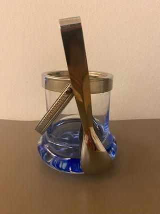 Porta Ghiaccio Vintage Vetro Blu Metallo