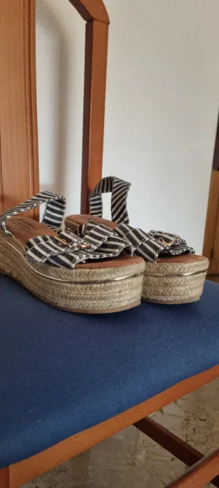 Sandalias esparto plataforma rayas
