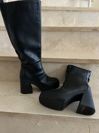 Botas Exé Negras Plataforma Tacón