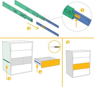 10x Guías cajón 45x600mm cierre suave negras