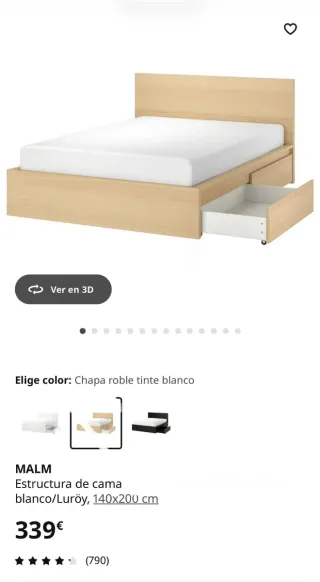 Cama de madera con cajones