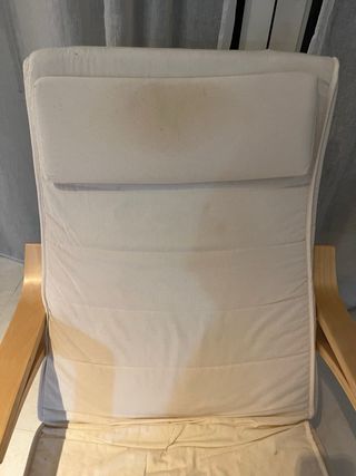 Butaca de tela y madera color beige