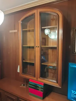 Estantería madera 3 baldas cristal