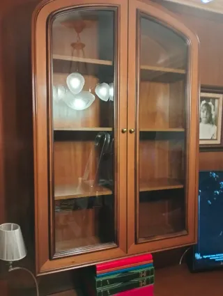 Estantería madera 3 baldas cristal