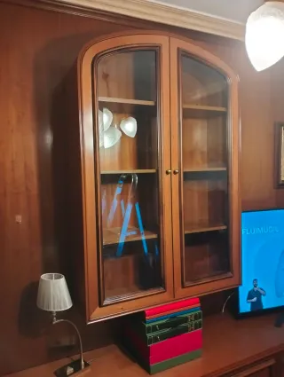 Estantería madera 3 baldas cristal