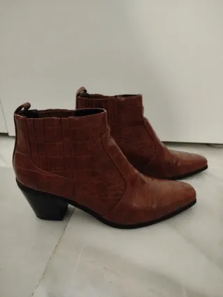 Botines Mango Marrón Talla 39 Tacón 7cm