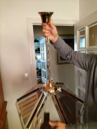 Lámpara colgante cristal y metal dorado