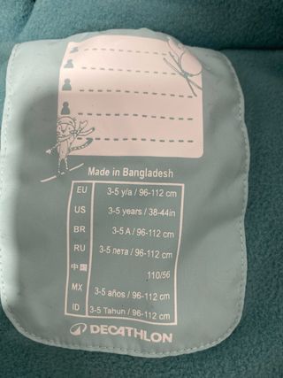 Chaqueta infantil invierno/nieve