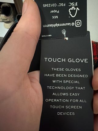 Guantes Ralph Lauren Tartán Rojo Talla M