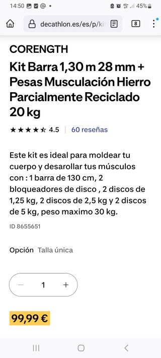 KIT PESAS BARRA Y DISCOS CAUCHO