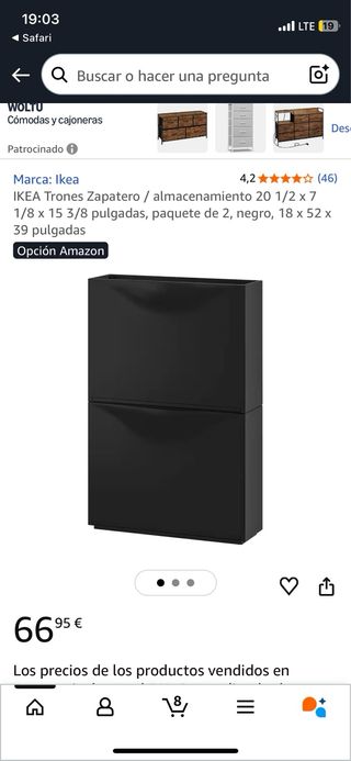 Zapatero Trones Ikea Negro