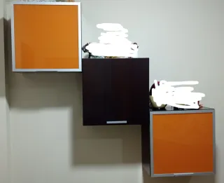 3 cubos modulares madera wengue y naranja