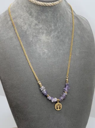 Collar Árbol de la Vida Amatista Dorado