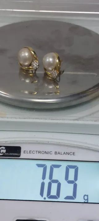 Pendientes Oro 18K Perlas y Diamantes