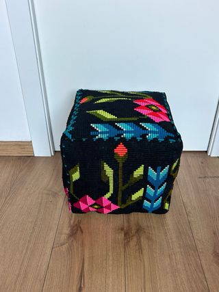 Pouf lana nero multicolore