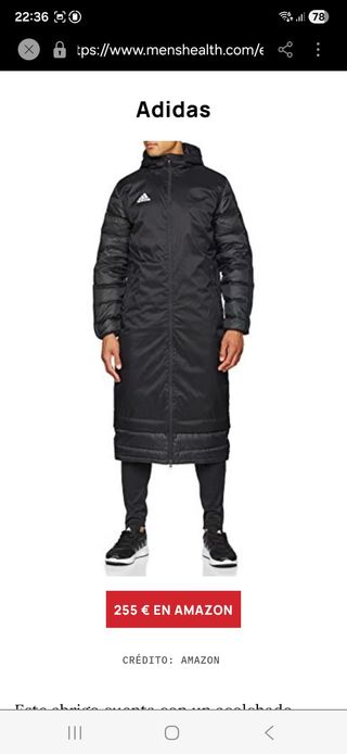 Abrigo plumas largo Adidas negro