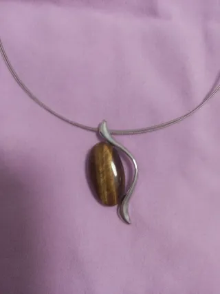 Conjunto Gargantilla y Pendientes Piedra Marrón