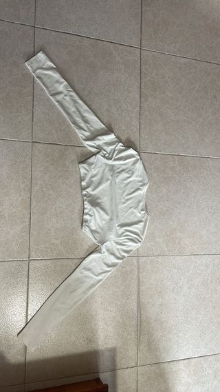 Top blanco manga larga escote XS