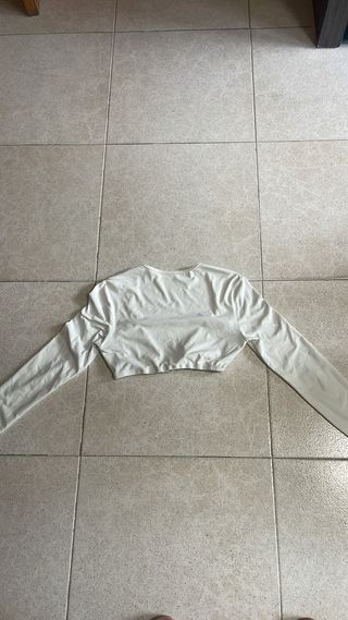 Top blanco manga larga escote XS