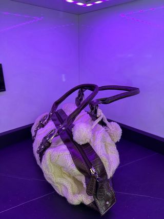 Bolso vintage marrón y blanco