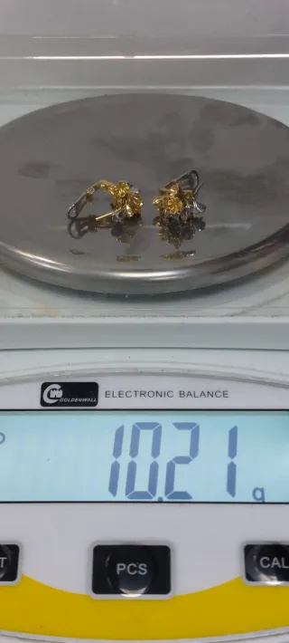 Pendientes Oro Bicolor 18K Flor