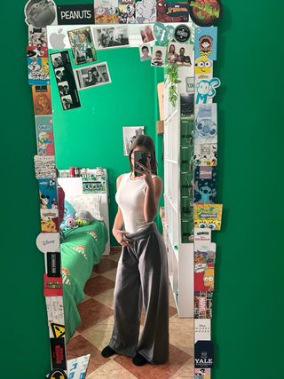 Pantalones  grises pata elefante estilo lana