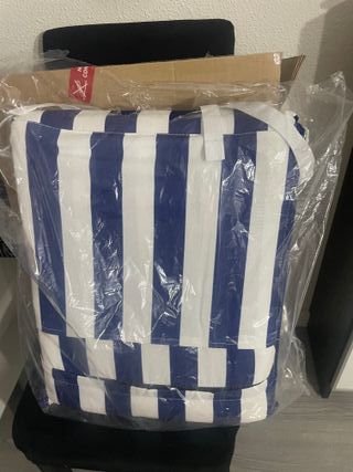 Tumbona Plegable Playa Flamingueo Azul/Blanco