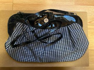 Bolso Clutch de pata de gallo Negro y Blanco