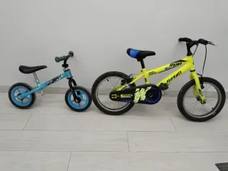 Bicicleta infantil amarilla y azul JIWENTI