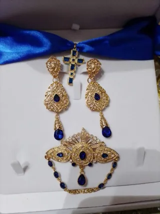 Aderezo Fallera Adulta Cruz Pendientes Broche