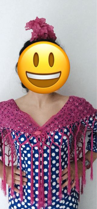 Traje de flamenca azul con lunares